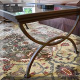 F35. Metal and glass coffee table. 17&rdquo;h x 44&rdquo;w x 24&rdquo;d 